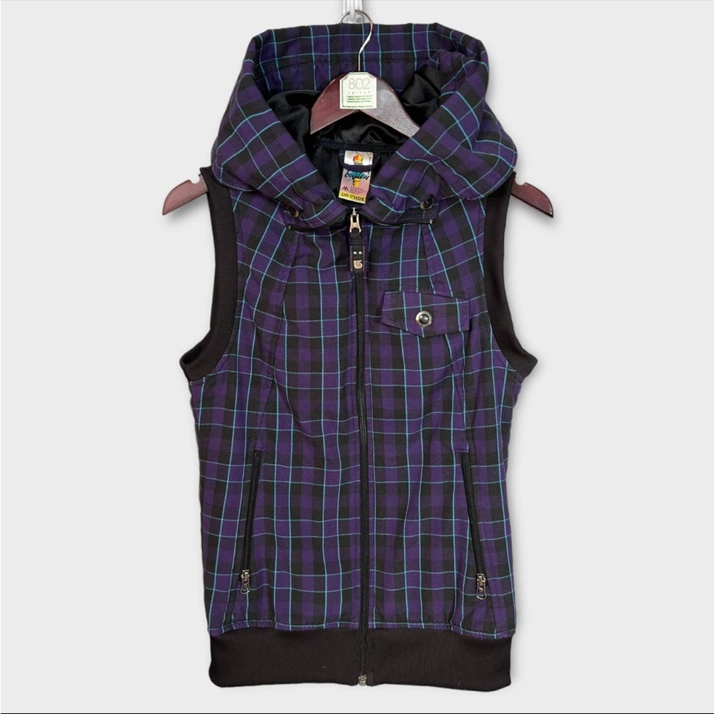 Burton DryRide Vest Starr Flannel Purple Plaid helmet hood M